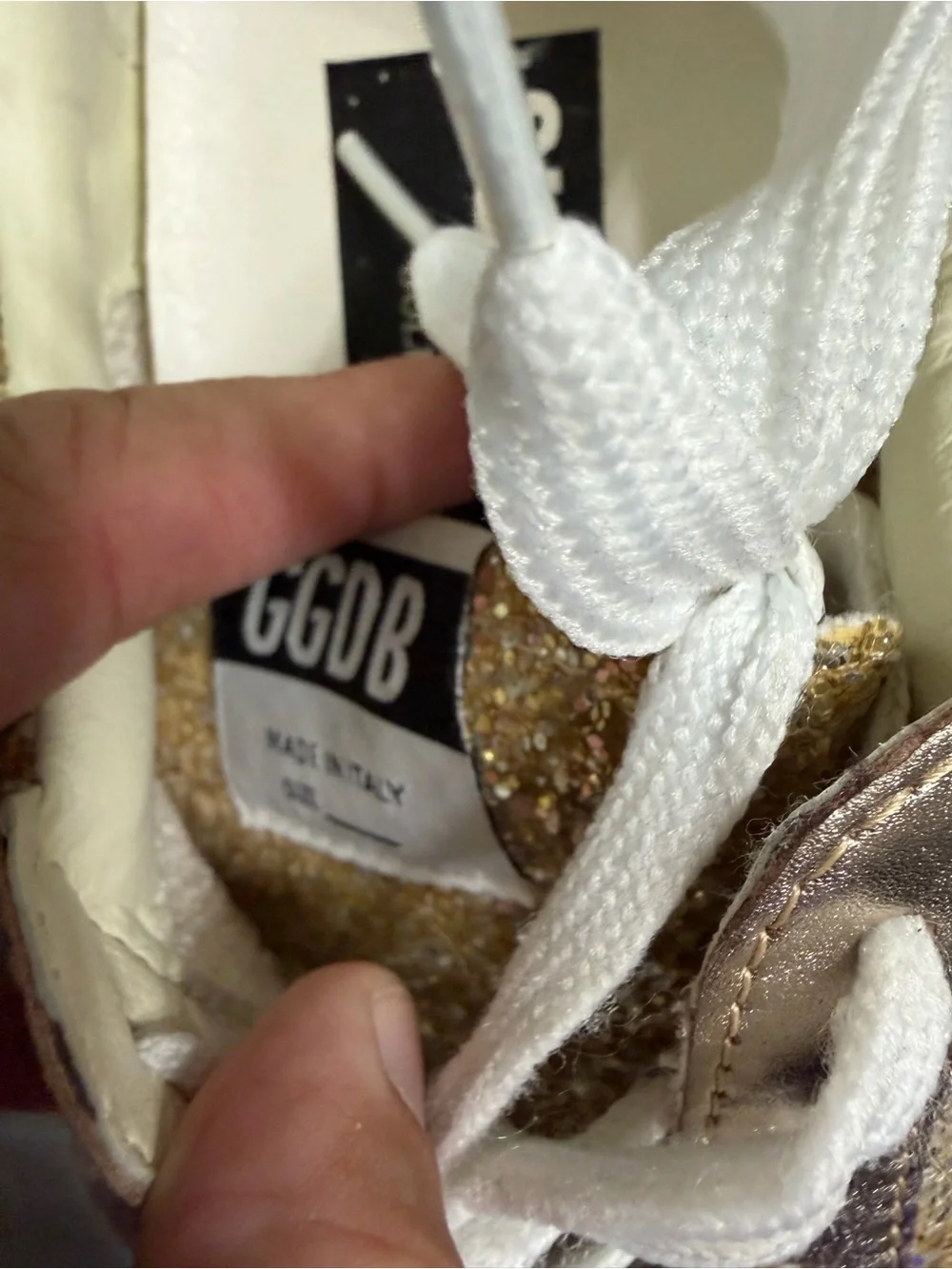 Golden Goose Super Star Gold Glitter Low-Top Sneaker size 8.5